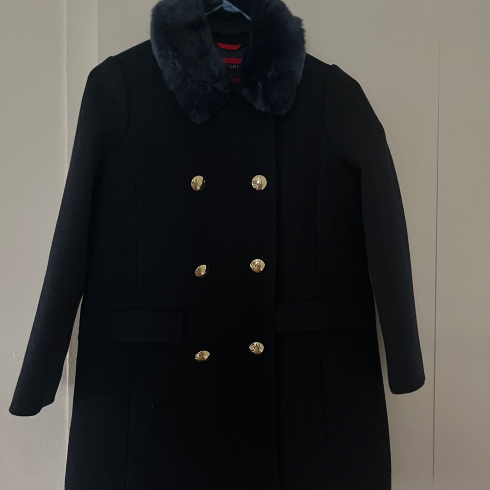 J. Crew Factory Navy Pea Coat with Gold Accents